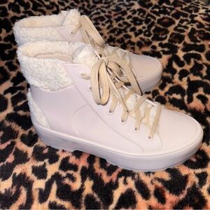 Melissa White Ankle Boots with Cream Accents